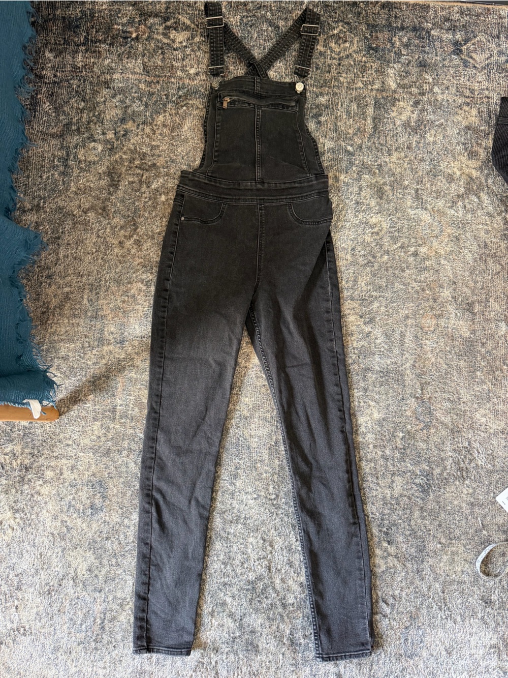 Divided Black Denim Skinny Overalls